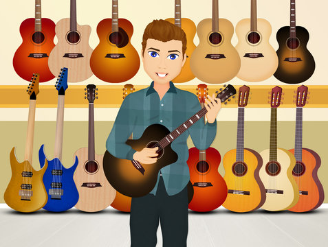 man buys the guitar