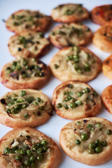 Freshly baked mini pizzas cocas