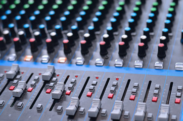 Fototapeta premium Sound mixer control panel in wedding ceremony