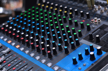 Sound mixer control panel in wedding ceremony