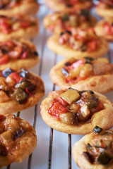 Freshly baked mini pizzas сocas