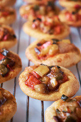 Freshly baked mini pizzas сocas