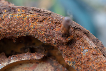 Rusty nut and bolt in water pump