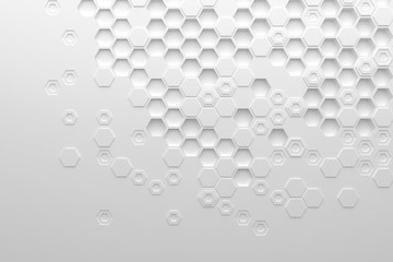 Abstract black texture background hexagon , Sci fi concept black and white 3D rendering
