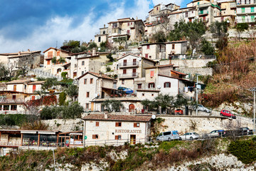 Fototapeta na wymiar Landscape of the ancient village of Castel Di Tora a beautiful Italian villages located in the province of Rieti