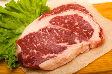 Rib eye raw steak