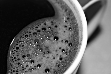 macro background coffee foam liquid drink brown black strong cup of tea hot cold bubbles breakfast morning break white 