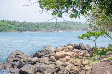 Fototapeta na wymiar Tropical landscape the gulf of the Indian Ocean in Sri Lanka