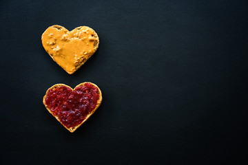 Heart shaped peanut butter sandwich