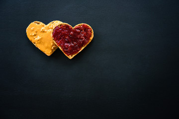 Heart shaped peanut butter sandwich