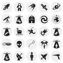 Space icons set on circles background for graphic and web design, Modern simple vector sign. Internet concept. Trendy symbol for website design web button or mobile app © Andre