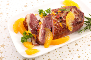 grilled duck fillet and orange