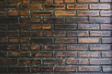 Old Vintage Brick Wall. Abstract Blank Background Of Horizontal Brickwork, Industrial Building.