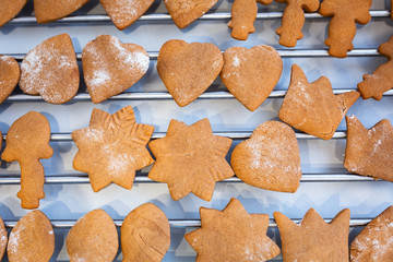 Freshly baked gingerbread cookies for Christmas