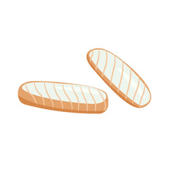 Two bread baguettes illustration. Bread, baguette, loafs. Food concept. Vector illustration can be used for topics like food, bakery, pastries, confectionery shop