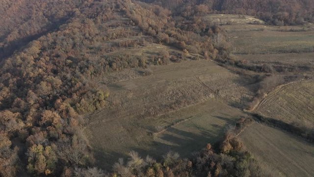 Landscape and forest in Eastern Serbia 4K drone footage