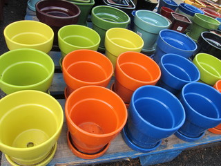 Colorful ceramic flower pots