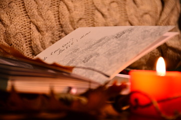 Naklejka na ściany i meble old book and candle