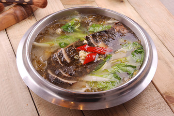 Pickled cabbage fish in clear soup