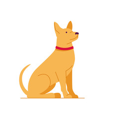 Sitting dog. Vector color flat illustration