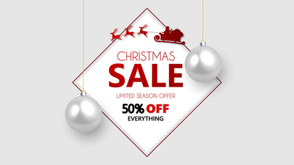 Christmas sale, discount banner, Winter off-sale vector illustration.