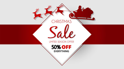 Christmas sale, discount banner, Winter off-sale vector illustration.