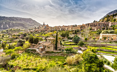 Panorama View of Valldemossa in the Tramuntana Mountains in Mallorca © susanne2688