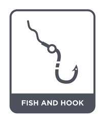 fish and hook icon vector