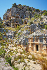 rock tombs in the ancient city of Myrrh. Turkey