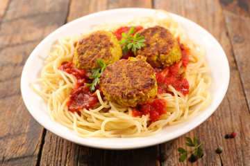spaghetti with vegetarian ball