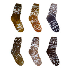 Collection of colorful knitted socks