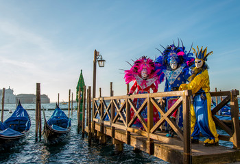 Colorful carnival masks at a traditional festival in Venice, Italy
