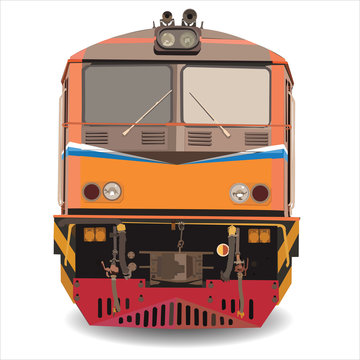 alstom Diesel Electric locomotive, Train in thailand vector ,on white background