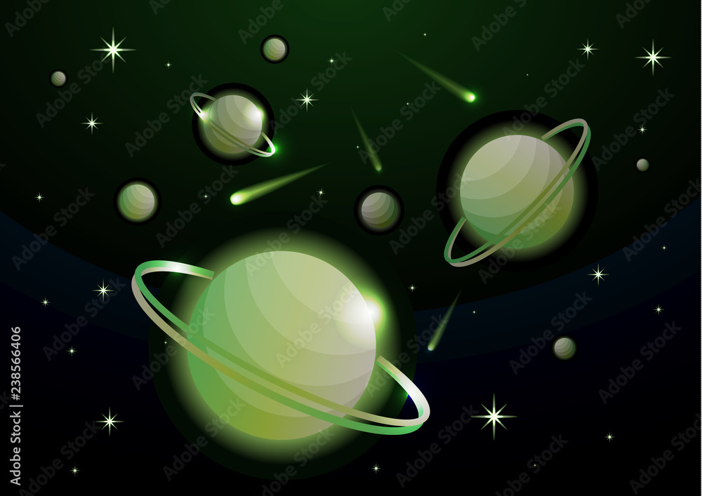 Canvas Prints fantastic space background with planets with ring, stars and comets. astronomy and space, celestial 