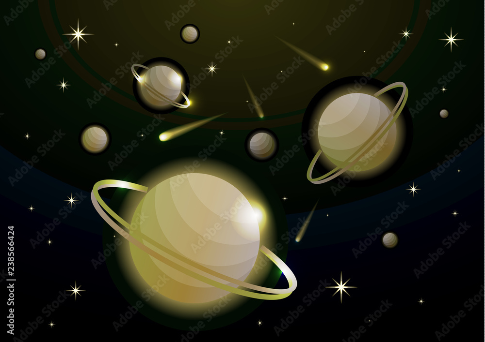Canvas Prints fantastic space background with planets with ring, stars and comets. astronomy and space, celestial 