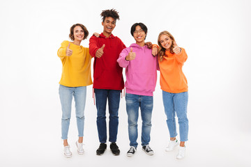 Fototapeta premium Group of cheerful teenagers isolated
