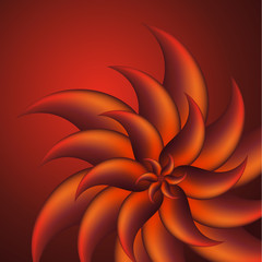 Flower of geometric shapes on a colored background. Volume, bright colors, mesh. Abstract background for your design. Modern vector illustration.