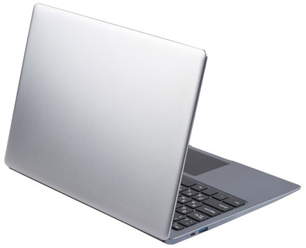 The Back Side Of The Laptop, Isolated On White Background.