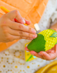 Fruit carving is one of the art of Thailand.
