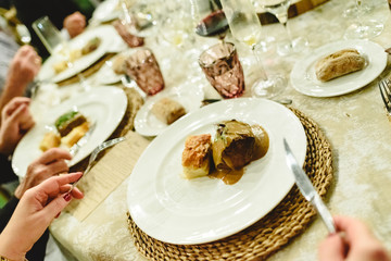 First dish served at the table during a wedding.