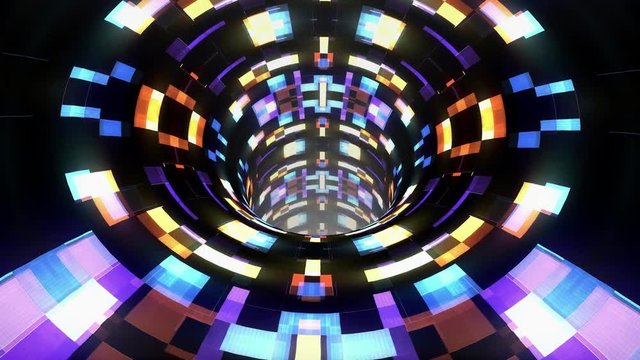 colorful technological glitch distortion wormhole funnel tunnel flight loop animation background new quality vintage style cool nice beautiful 4k stock video footage