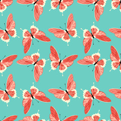 Fototapeta na wymiar Seamless pattern with butterflies. Vector butterfly background..