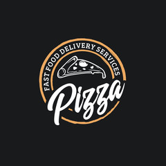 Vintage Pizza Logo design inspiration - Vector Illustration - obrazy, fototapety, plakaty