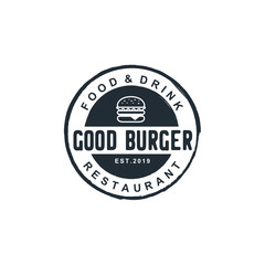 Burger logo design inspiration with Hipster Drawing style - Vector