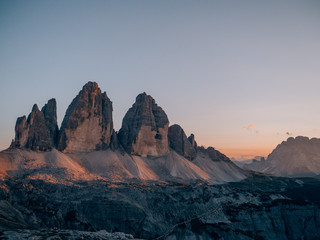 Tre Cime di Lavaredo while sunset