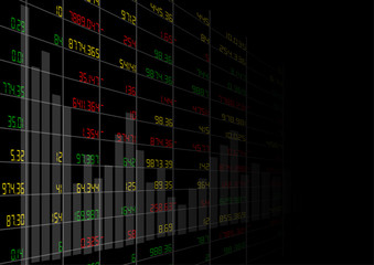 Vector : Stock board with business graph on black background
