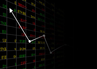 Vector : Stock board with business graph on black background