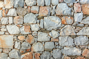 Stone wall fence rustic texture background close-up.
