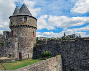 Fototapeta na wymiar The Chateau de Fougeres: Medieval black roofed castle and town on the edge of Brittany, Maine and Normandy, Fougeres, France