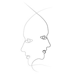 Abstract face one line